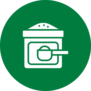 Icon of a container with measuring scoop.