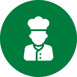 Chef icon on a green circular background.